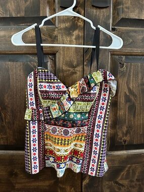 🌹🌹Anthropologie Colorful Boho Printed Ruffle Cami Top